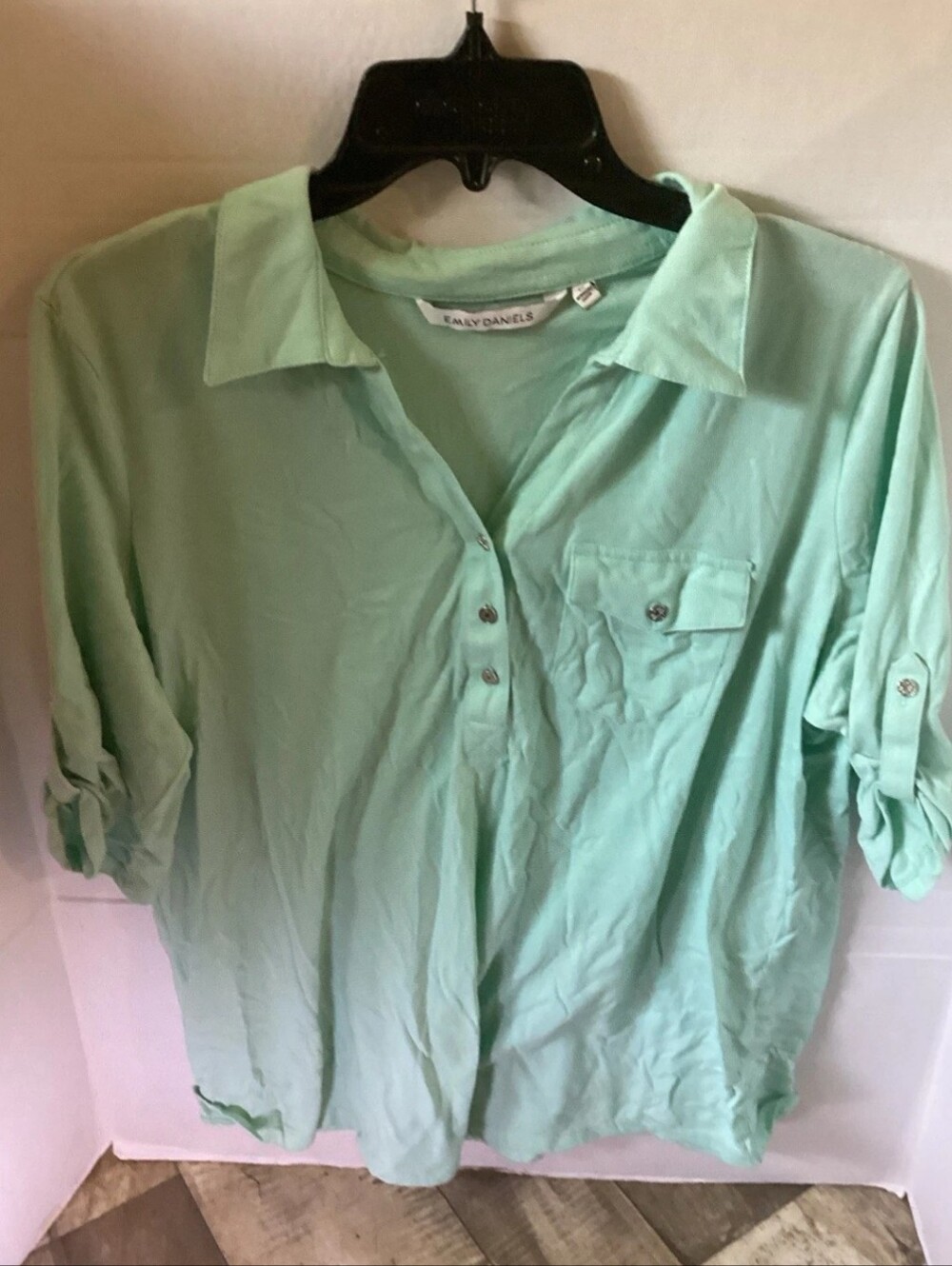 Ladies Emily Daniels Elbow Sleeve Mint Green Polo Shirt size X Large